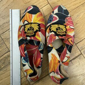 Christian Louboutin Shoe Red White Multicolor Floral SlipOn Canvas